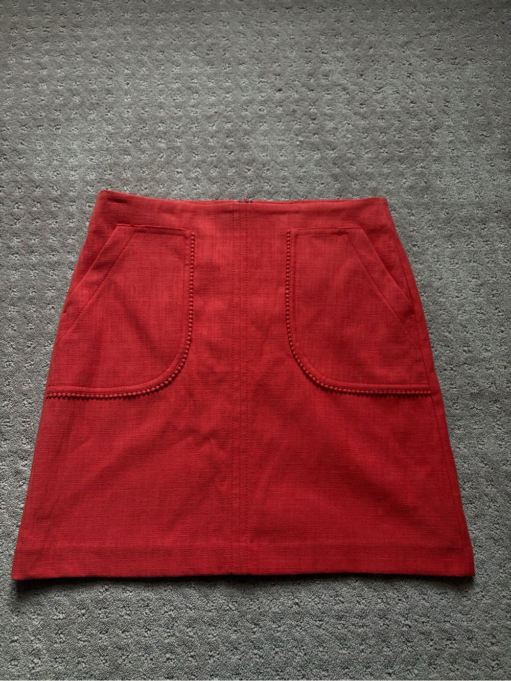 LOFT Red Mini Skirt with Decorative Front Pockets